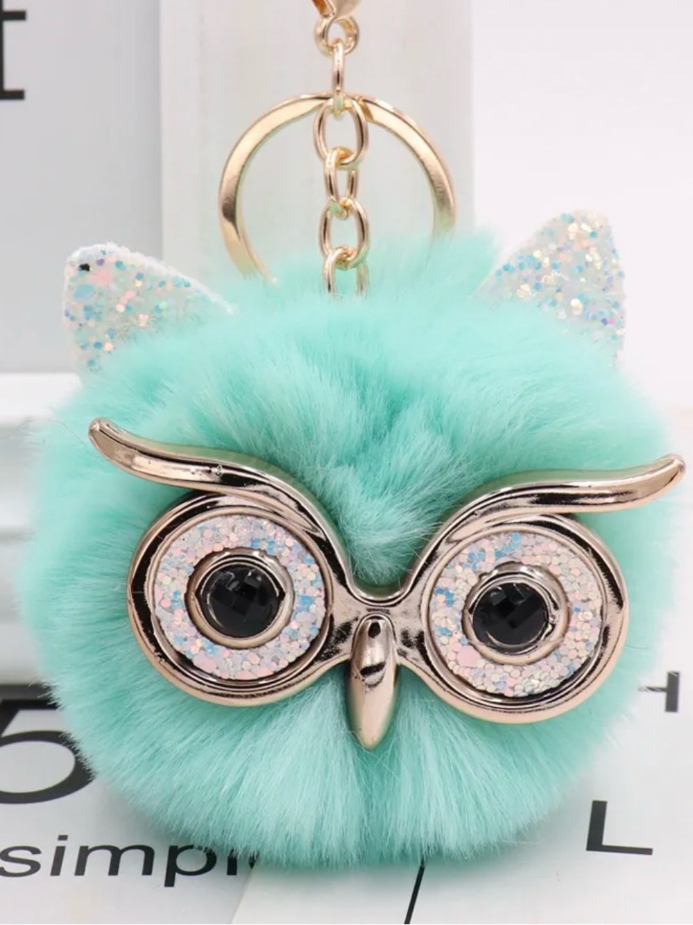 1pc Fashion Trend Owl Plush Key Chain Imitation Rabbit Hair Ball Bag Pendant - Picture 3 of 16